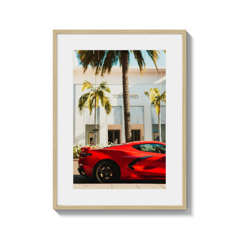 Red Sports Car Fine Art Print Framed - Luxury & Lifestyle (Framed Fine Art)