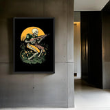 Skeleton Football Player Canvas Prints Framed Art - Ready to Hang Canvas Prints