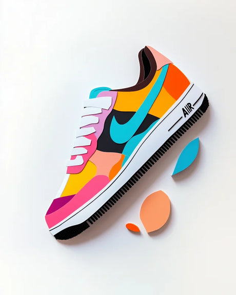 Sneaker Art Canvas Prints Colorful Framed Papercut - Ready to Hang Canvas Prints