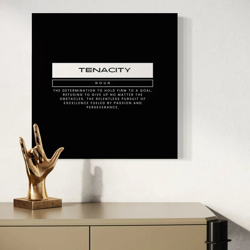 Tenacity Definition Canvas Prints Black and White Art - Typography & Word Art