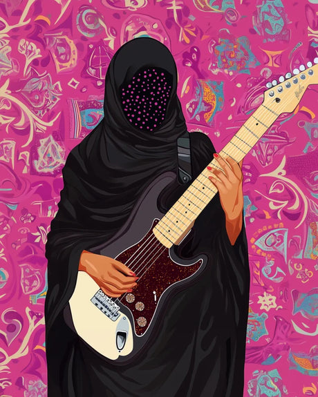 Veiled Guitarist Canvas Prints Breaking Borders Artwork - Ready to Hang Canvas Prints