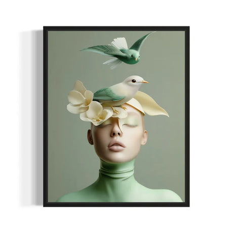 Woman with Birds Floral Canvas Prints - Ready to Hang Canvas Prints