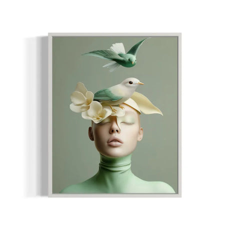 Woman with Birds Floral Canvas Prints - Ready to Hang Canvas Prints